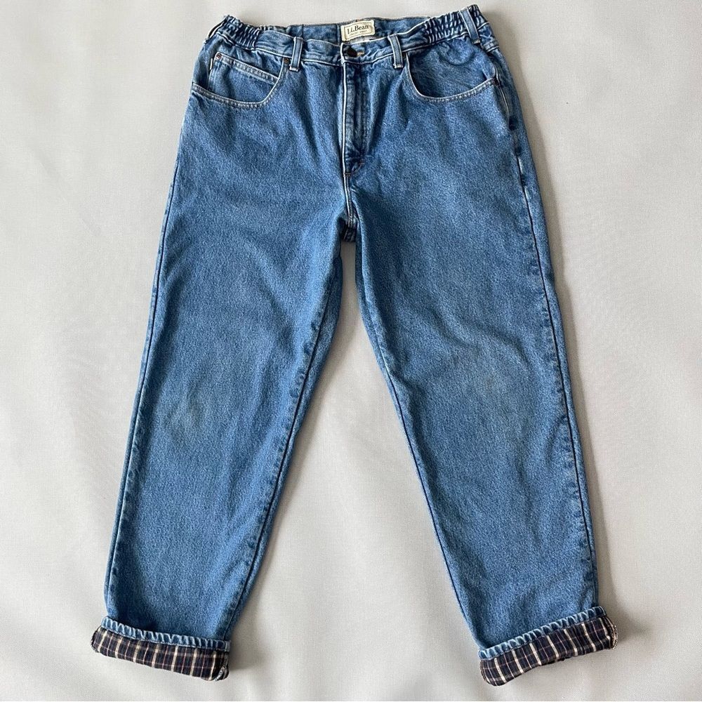 LL Bean Comfort Waist Flannel Lined Denim Jeans Men’s Size 36x32